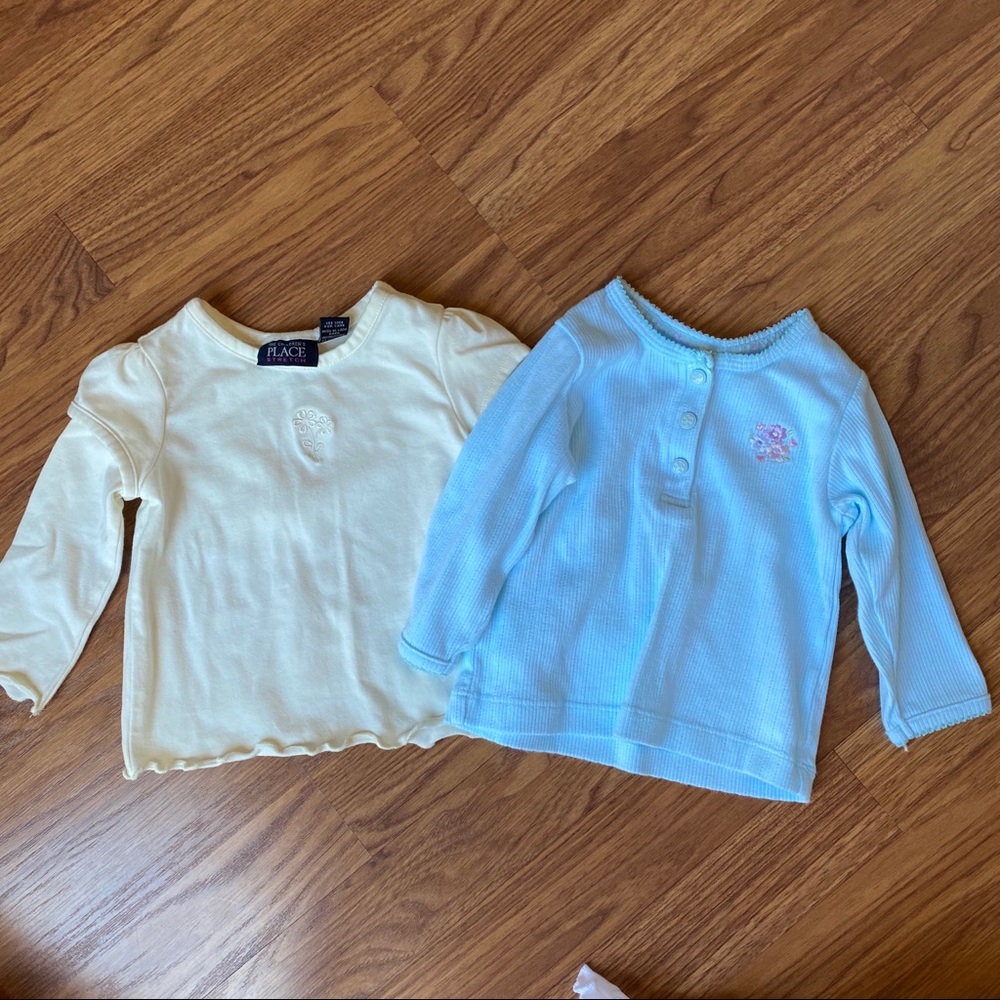 Carter’s & Children’s Place shirts cream blue 12mo